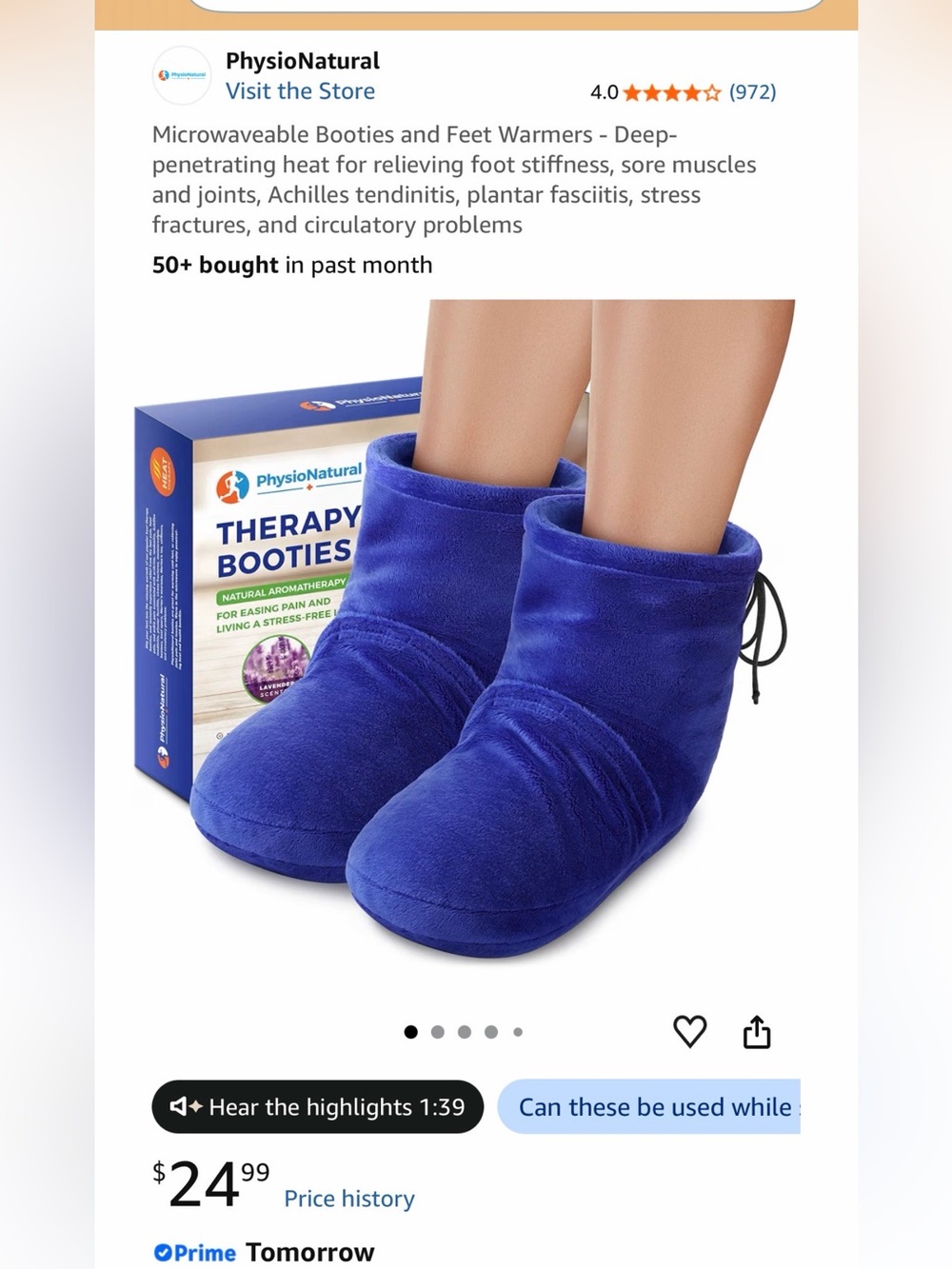 PhysioNatural Microwaveable Booties and Feet Warmers - Royal Blue